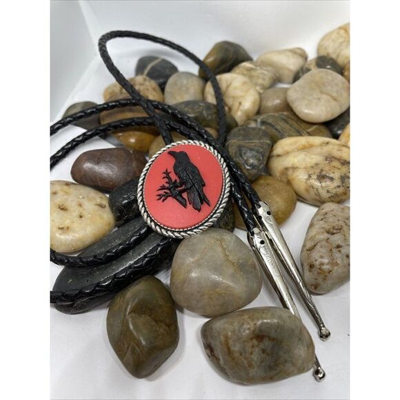 Steampunk Gothic Raven Black Crow  Xmas Bolo Lariat Tie Y Necklace Southwestern - Picture 4 of 11